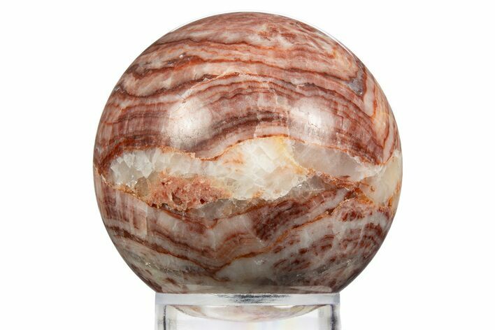 Polished Banded Red Calcite Sphere - China #319435